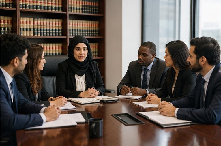 AALA legal team in a conference room discussing a matter